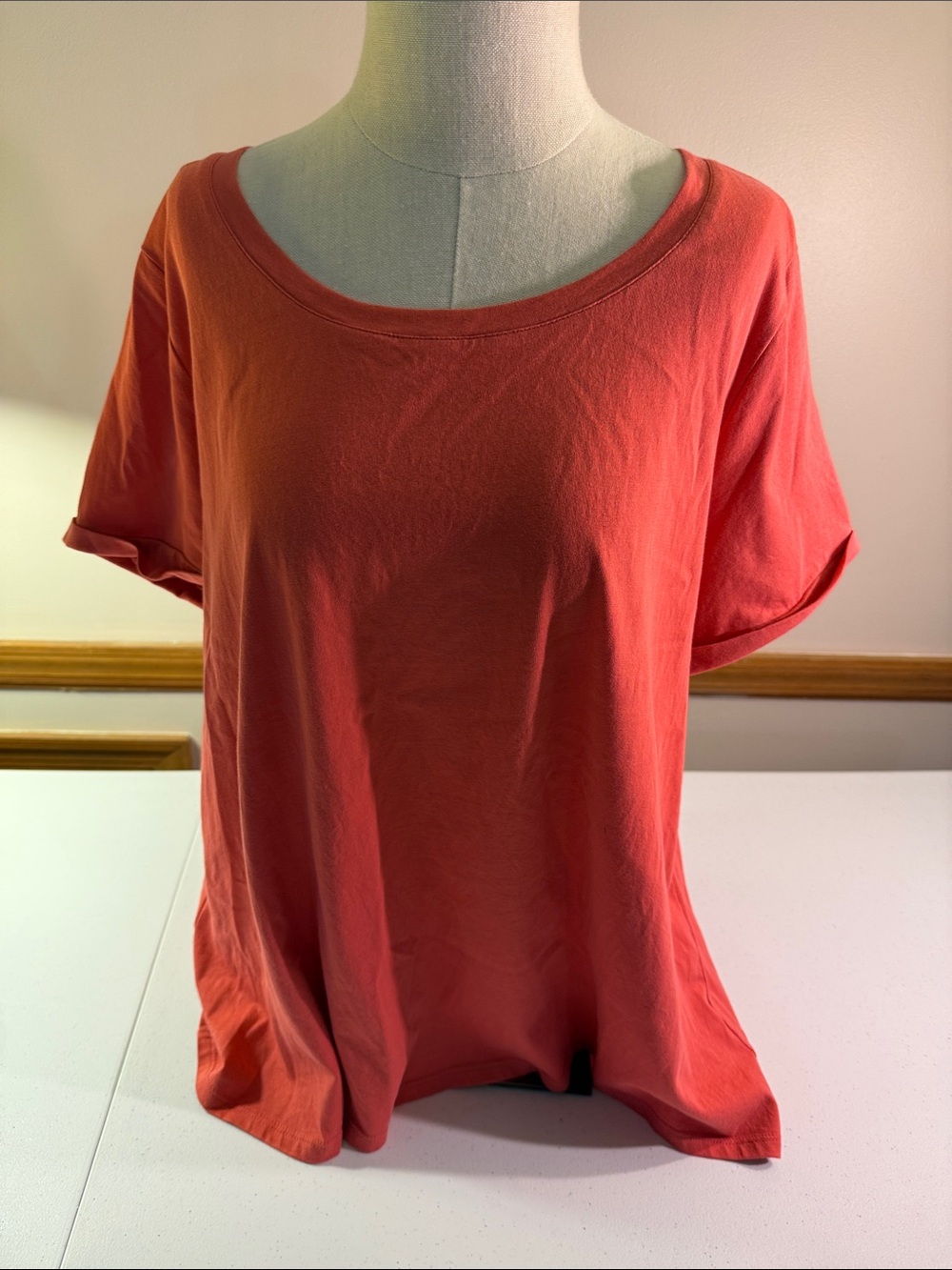 J. Jill Coral Scoop Neck Short Sleeve Tee